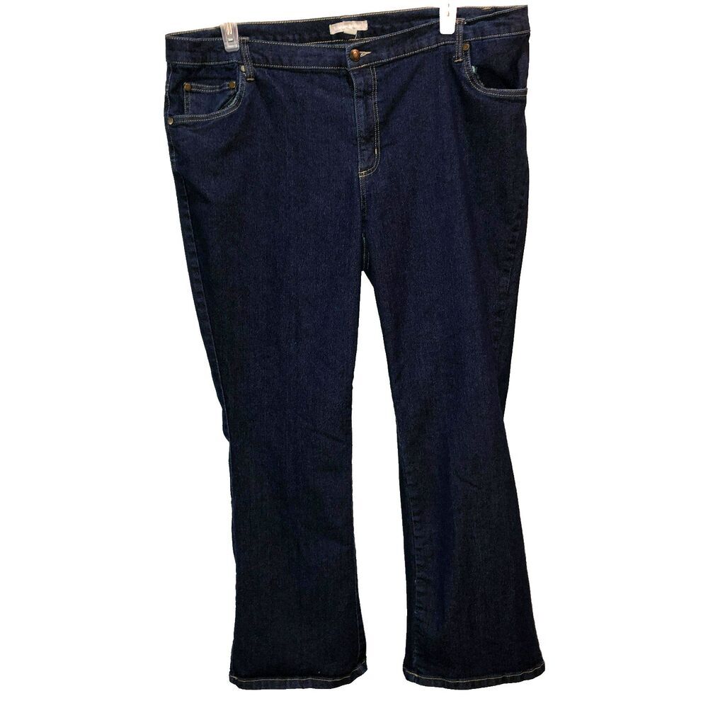 Woman Within Womens Size 22 W Cream Pockets Straight Leg Denim Pants Jeans 22W